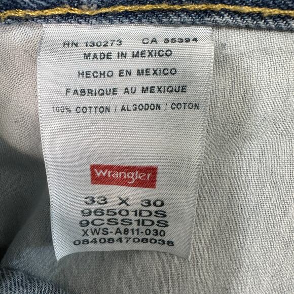 Wrangler Jean Shorts WMNS 33 High Rise Cut-off Distressed Medium Wash Frayed Hem - Picture 5 of 6